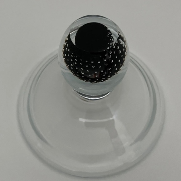 Hand Blown Glass Bowl with Black Ball Stand - 6” Diameter x 4” High - Picture 6 of 8